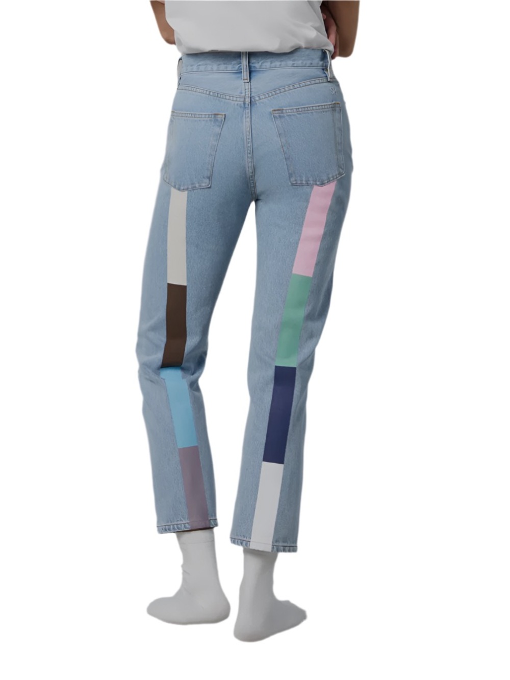 Still Here Pastel Rainbow Tate Denim Blue Jeans Size 25 Mint Condition Painted